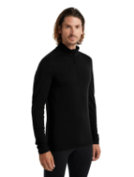 Icebreaker Men's Merino 200 Oasis Long Sleeve Half Zip Thermal Top Black
