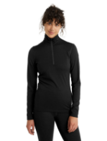 Icebreaker Women's Merino 200 Oasis Long Sleeve Half Zip Thermal Top in Black