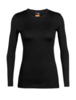 Icebreaker Women's Merino 200 Oasis Long Sleeve Crewe Thermal Top in Black