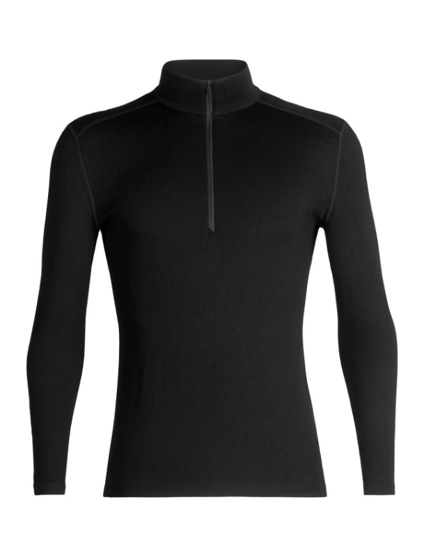 Icebreaker Men's Merino 260 Tech Long Sleeve Half Zip Thermal Top in Black