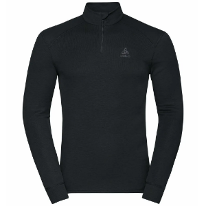 Odlo Men's ACTIVE WARM ECO Half-Zip Turtleneck Baselayer Top in Black