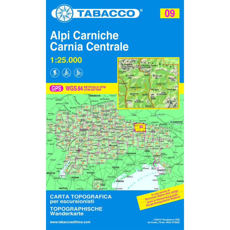 Tabacco Dolomites 1:25 000 Alpi Carniche 09