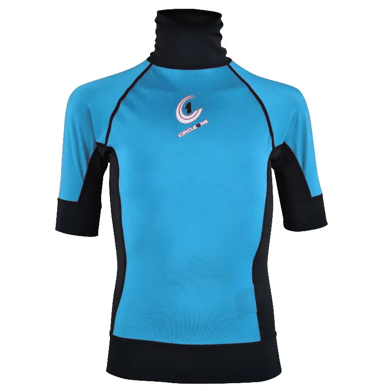 Circle One Lycra Short Sleeve Kid's Rash Vest in Blue / Black