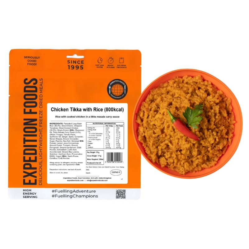 Expedition Foods Main Meal High Energy Serving Chicken Tikka with Rice