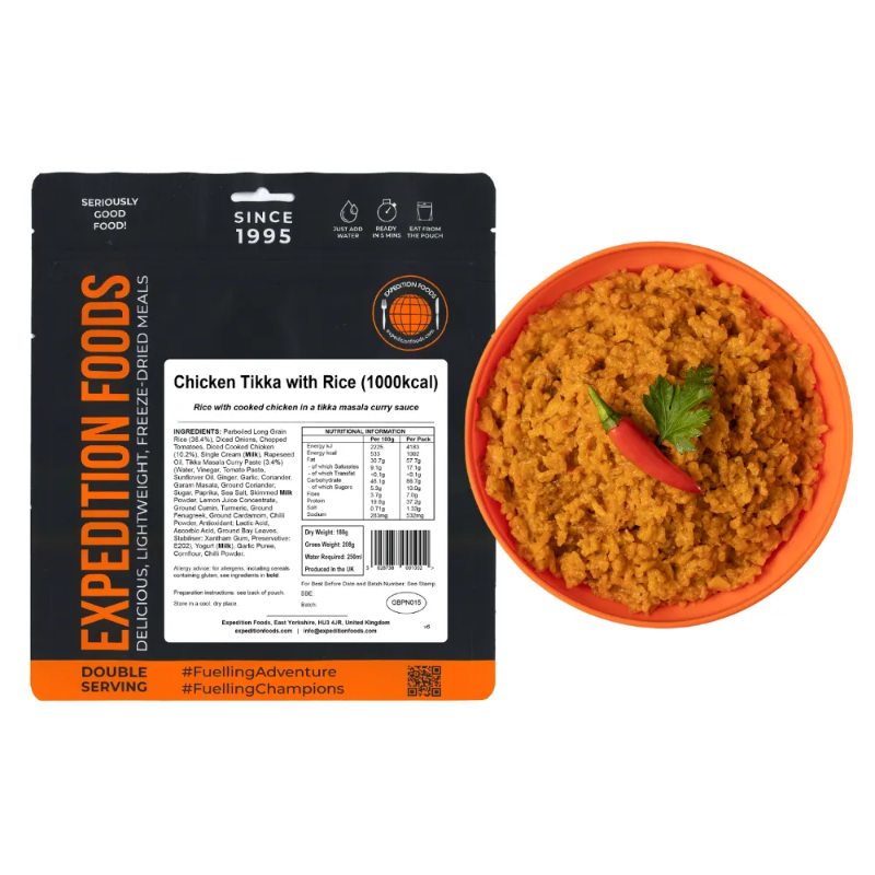 Expedition Foods Main Meal Extreme Energy Serving Chicken Tikka with Rice