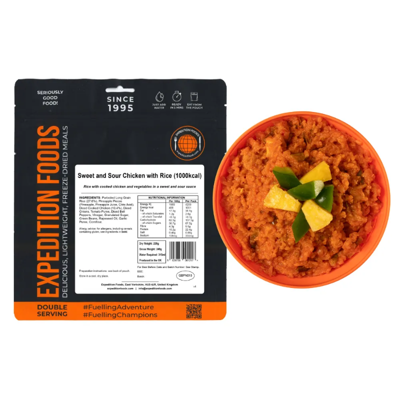 Expedition Foods Main Meal Extreme Energy Serving Sweet and Sour Chicken with Rice