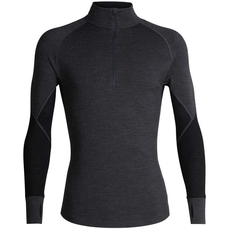 Icebreaker Men's Merino 260 Zone Long Sleeve Half Zip Thermal Top in Jet Heather / Black