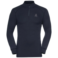Odlo Men's ACTIVE WARM ECO Half-Zip Turtleneck Baselayer Top in Dark Sapphire