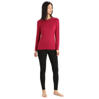 Icebreaker Women's Merino 260 Tech Long Sleeve Crewe Thermal Top in Cherry