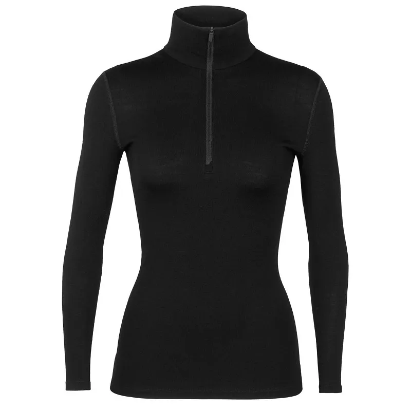 Icebreaker Women's Merino 260 Tech Long Sleeve Half Zip Thermal Top in Black