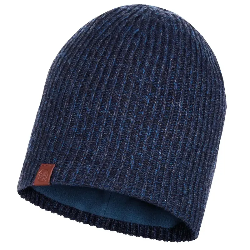 Buff Knitted & Fleece Hat in Lyne Night Blue