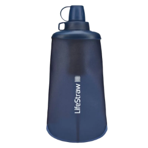 LifeStraw Peak Series Collapsible Squeeze 650ml Bottle with Filter in Mountain Blue