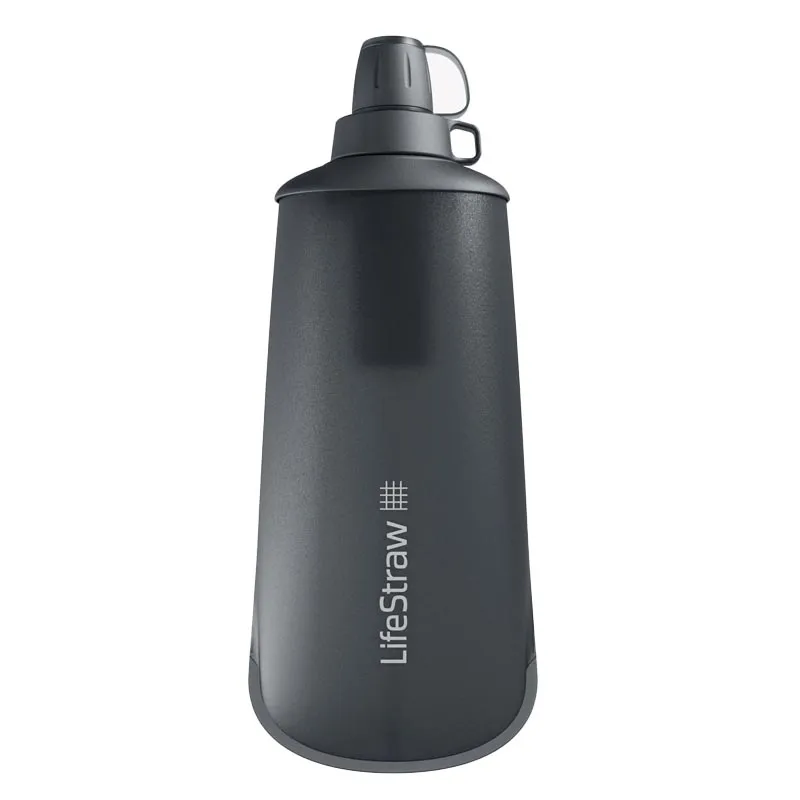 LifeStraw Peak Series Collapsible Squeeze 1L Bottle with Filter in Dark Grey