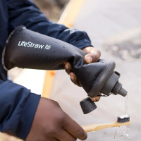 LifeStraw Peak Series Collapsible Squeeze 1L Bottle with Filter in Dark Grey