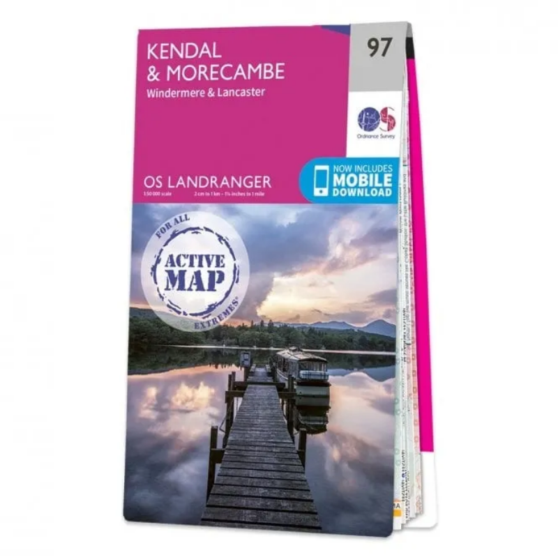 Ordnance Survey Landranger 1:50 000 Laminated 97 - Kendall & Morecambe