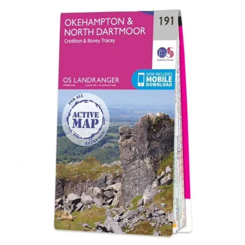 Ordnance Survey Landranger 1:50 000 Laminated 191 - Okehampton & North Dartmoor