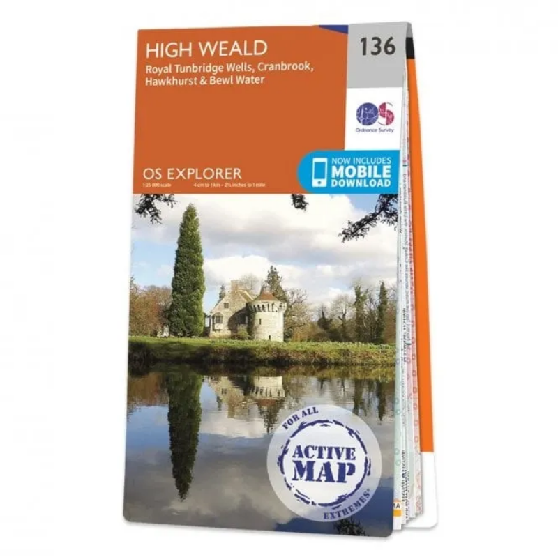 Ordnance Survey Explorer 1:25 000 Laminated - 136 - The Weald Royal Tunbridge Wells