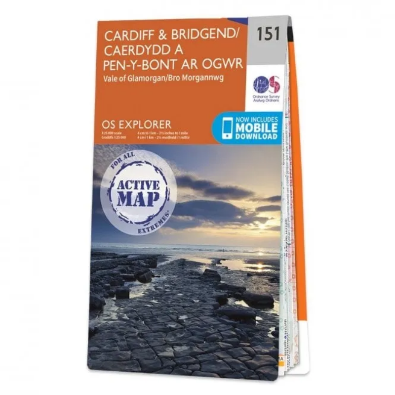 Ordnance Survey Explorer 1:25 000 Laminated - 151 - Cardiff & Bridgend