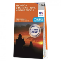 Ordnance Survey Explorer 1:25 000 Laminated - 166 - Rhondda & Merthyr Tydfil