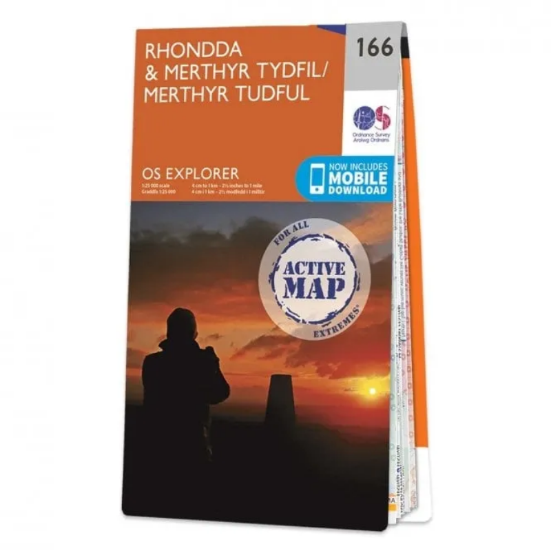 Ordnance Survey Explorer 1:25 000 Laminated - 166 - Rhondda & Merthyr Tydfil