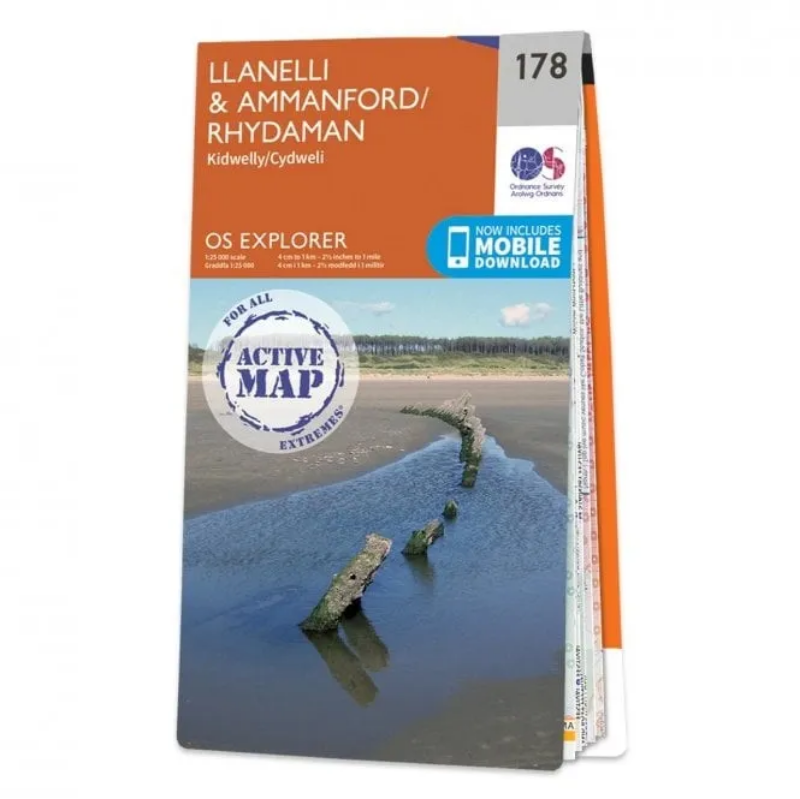 Ordnance Survey Explorer 1:25 000 Laminated - 178 - Llanelli & Ammanford