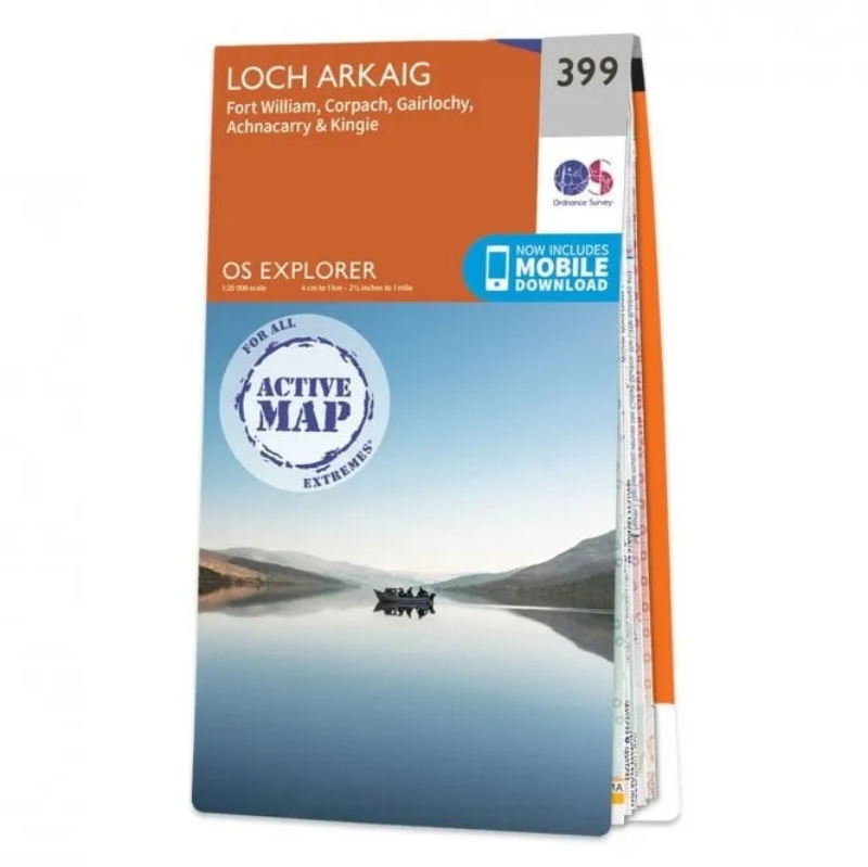Ordnance Survey Explorer 1:25 000 Laminated - 399 - Loch Arkaig, Fort William & Corpach