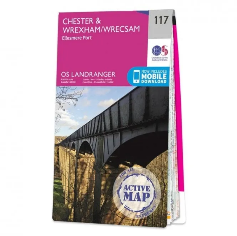 Ordnance Survey Landranger 1:50 000 Laminated 117 - Chester & Wrexham