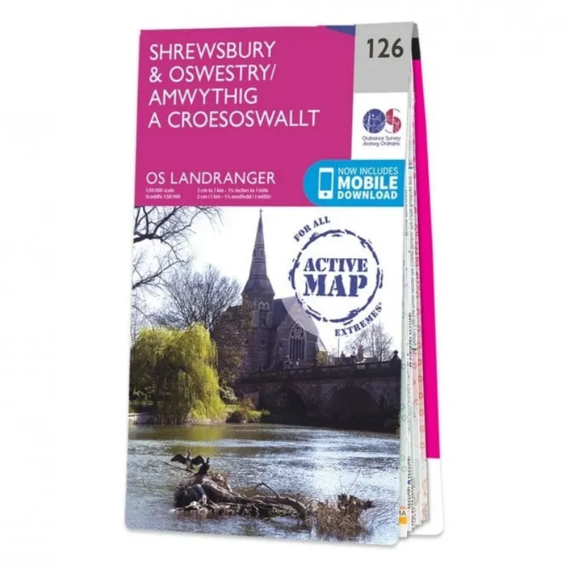 Ordnance Survey Landranger 1:50 000 Laminated 126 - Shrewsbury