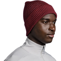 Buff Merino Active Beanie in Solid Garnet