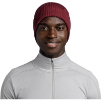 Buff Merino Active Beanie in Solid Garnet