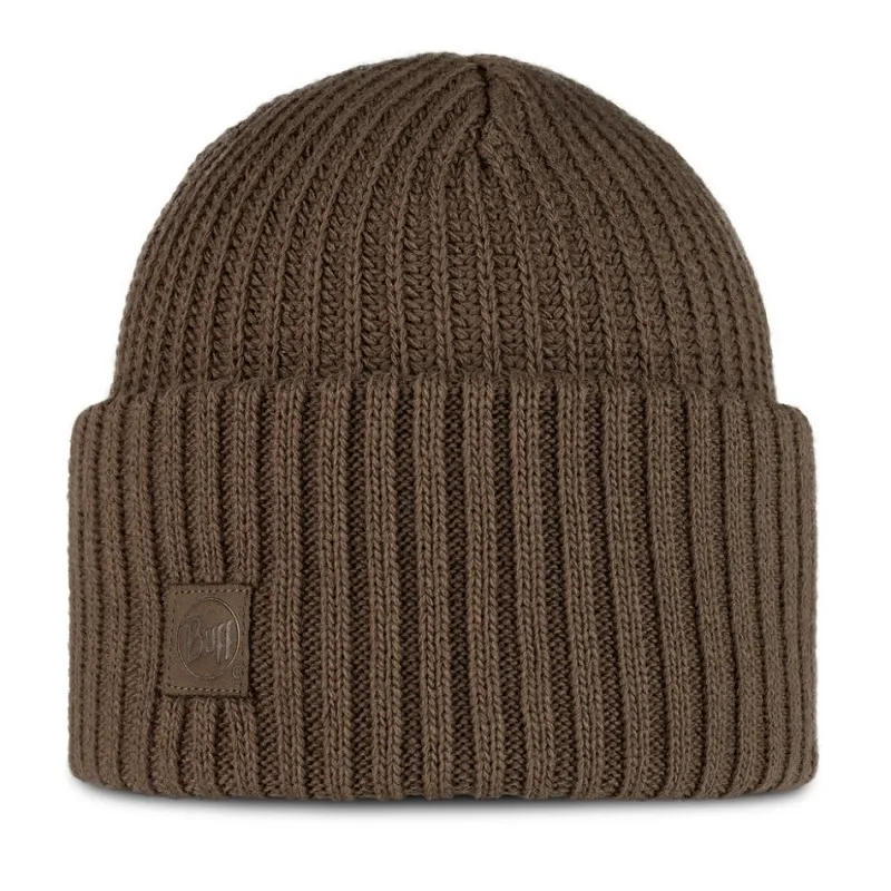 Buff Knitted Hat in Rutger Brindle Brown