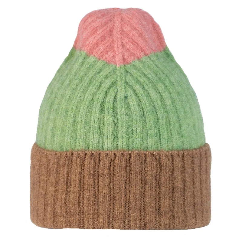 Buff Knitted Hat in Nilah Jade