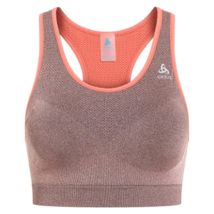 Odlo Women's Ceramicool Seamless Medium Support Sports Bra in Living Coral Melange