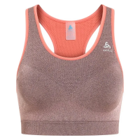 Odlo Women's Ceramicool Seamless Medium Support Sports Bra in Living Coral Melange