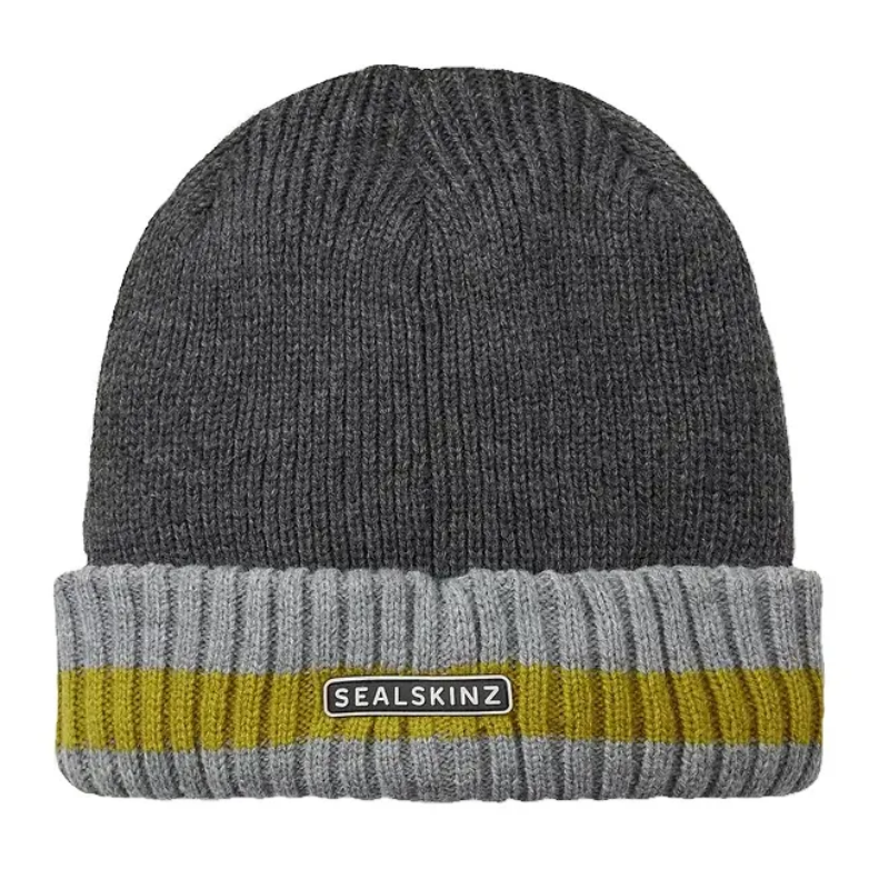 Sealskinz Holkham - Waterproof Cold Weather Stripe RC Beanie in Grey / Green