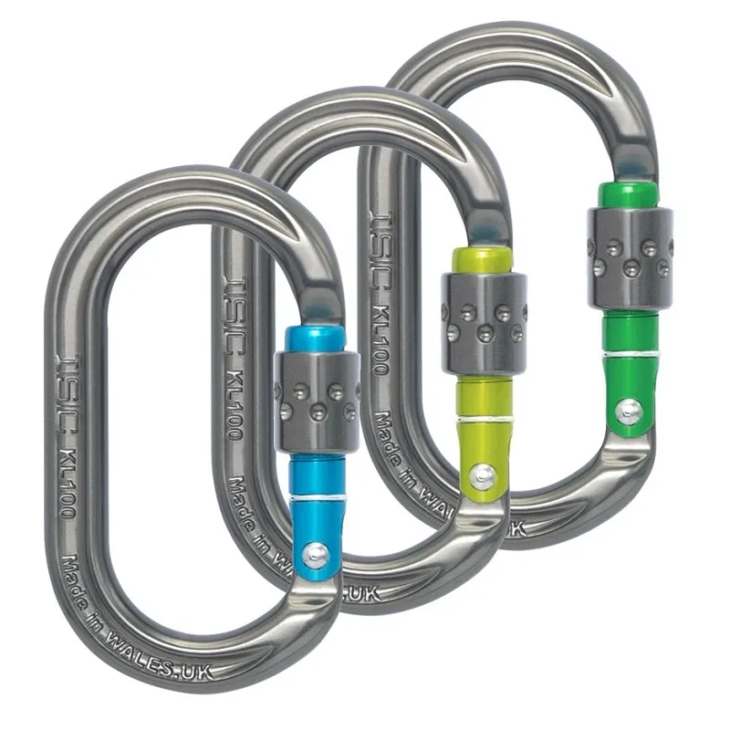ISC Oval Accessory Karabiner - 3 pack - Screwgate - Turquoise / Lemon / Green