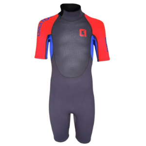 Circle One Kids 3/2mm Summer Wetsuit Faze Shorty - Grey / Red / Blue 