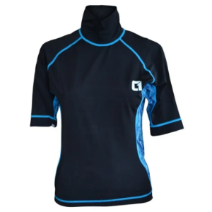 Circle One Womens Short Sleeve Rash Vest - Black / Blue 
