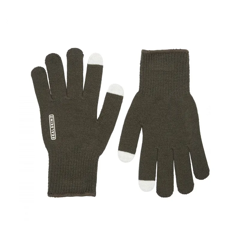 Sealskinz Hanworth - Solo Merino Liner Glove with I-Touch - One Size - Olive