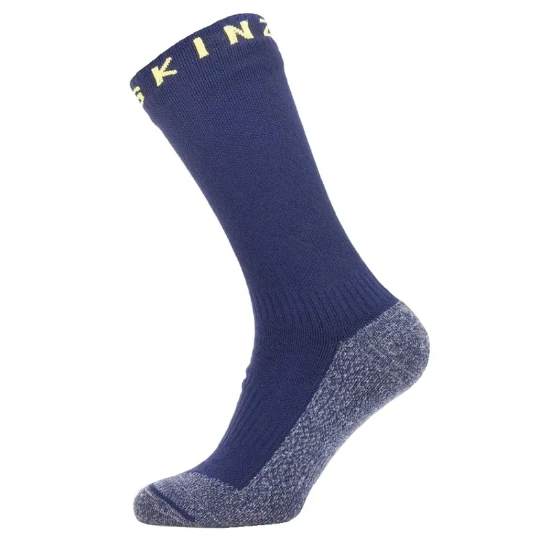 Sealskinz Waterproof Warm Weather Soft Touch Mid Sock - Navy Blue / Blue Marl / Yellow