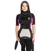 Circle One Lycra Short Sleeve Women's Rash Vest in Black Rose