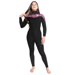Circle One Womens 5/4mm Winter Wetsuit Kona GBS Back Zip - Black / Magenta