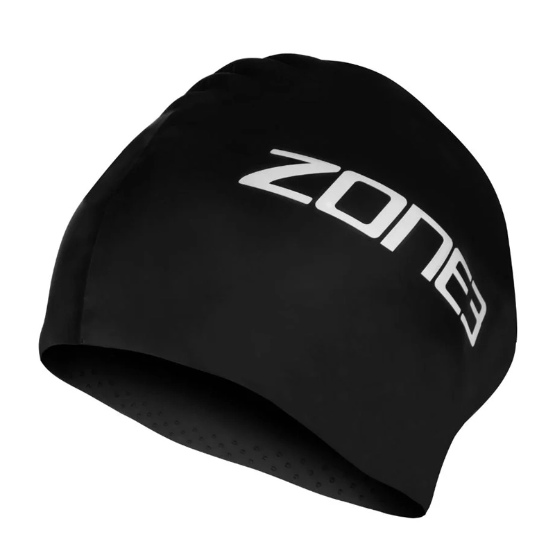 Zone3 Extra Long Hair Silicone Swim Cap - Black