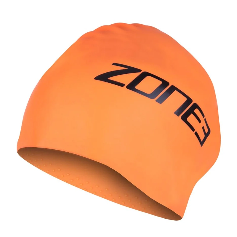 Zone3 Extra Long Hair Silicone Swim Cap - Hi Vis Orange