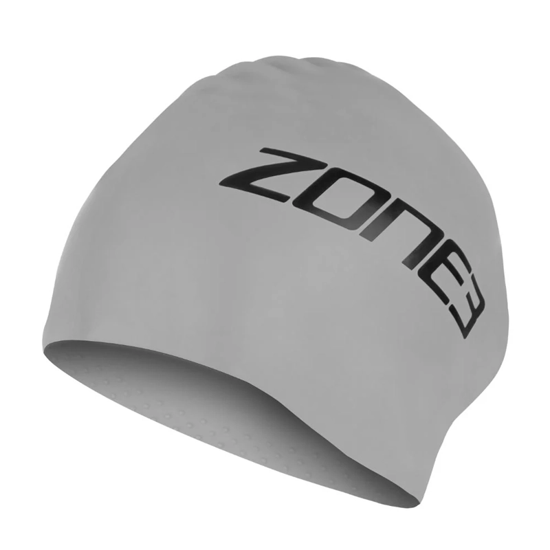 Zone3 Extra Long Hair Silicone Swim Cap - Silver