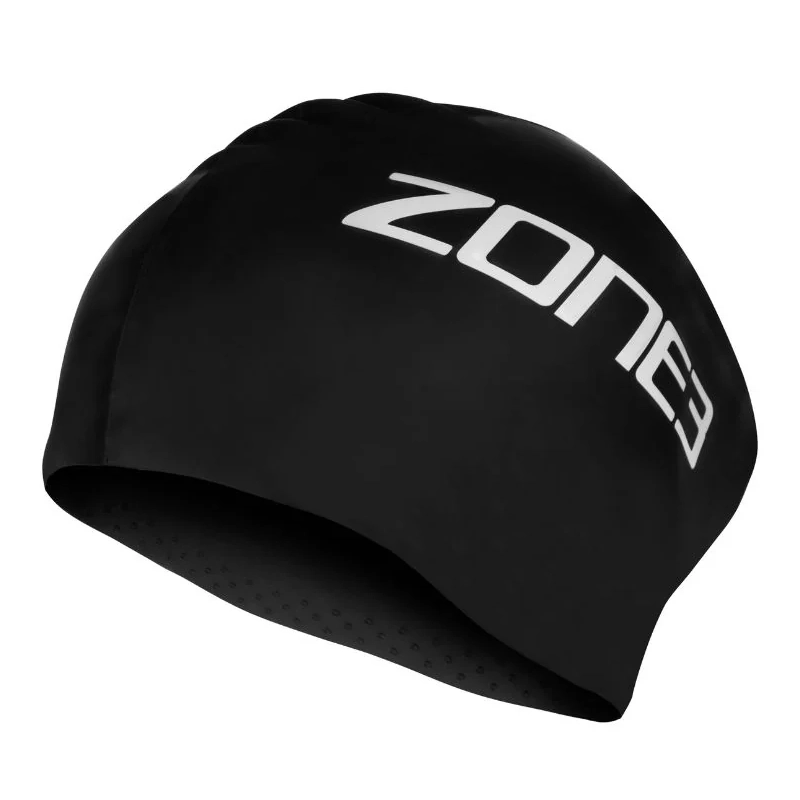 Zone3 Long Hair Silicone Swim Cap - Black