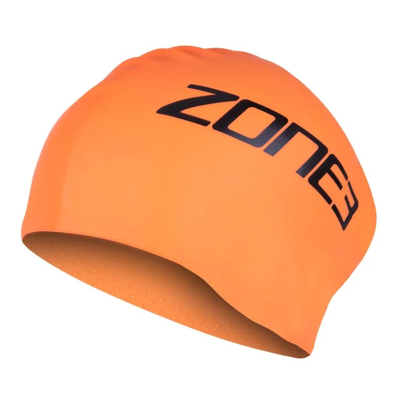 Zone3 Long Hair Silicone Swim Cap - Hi-Vis Orange