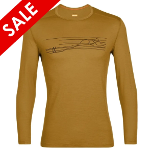 Icebreaker Men's Merino 200 Oasis Long Sleeve Crewe Thermal Top Ski Stripes