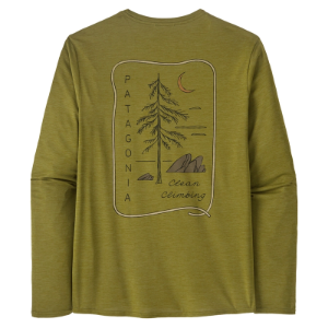 Patagonia Men's Long-Sleeved Capilene Cool Daily Graphic Shirt - Lands - Clean Climb Roots: Graze Green X-Dye