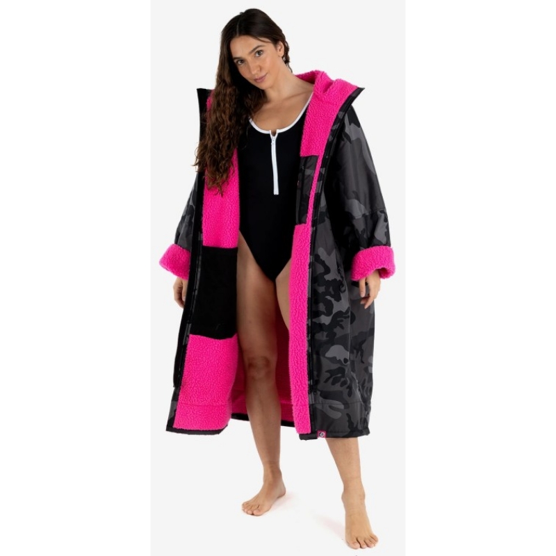 Dryrobe Advance Long Sleeve - Black Camo / Pink